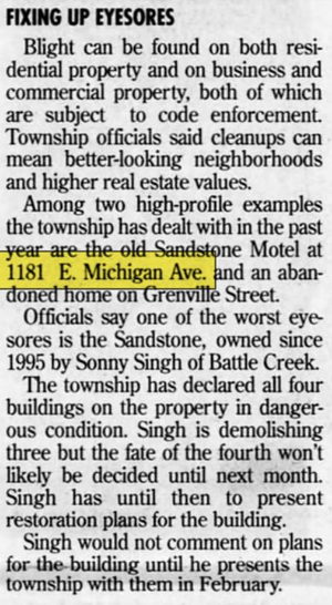 Sandstone Motel - Jan 1998, Article